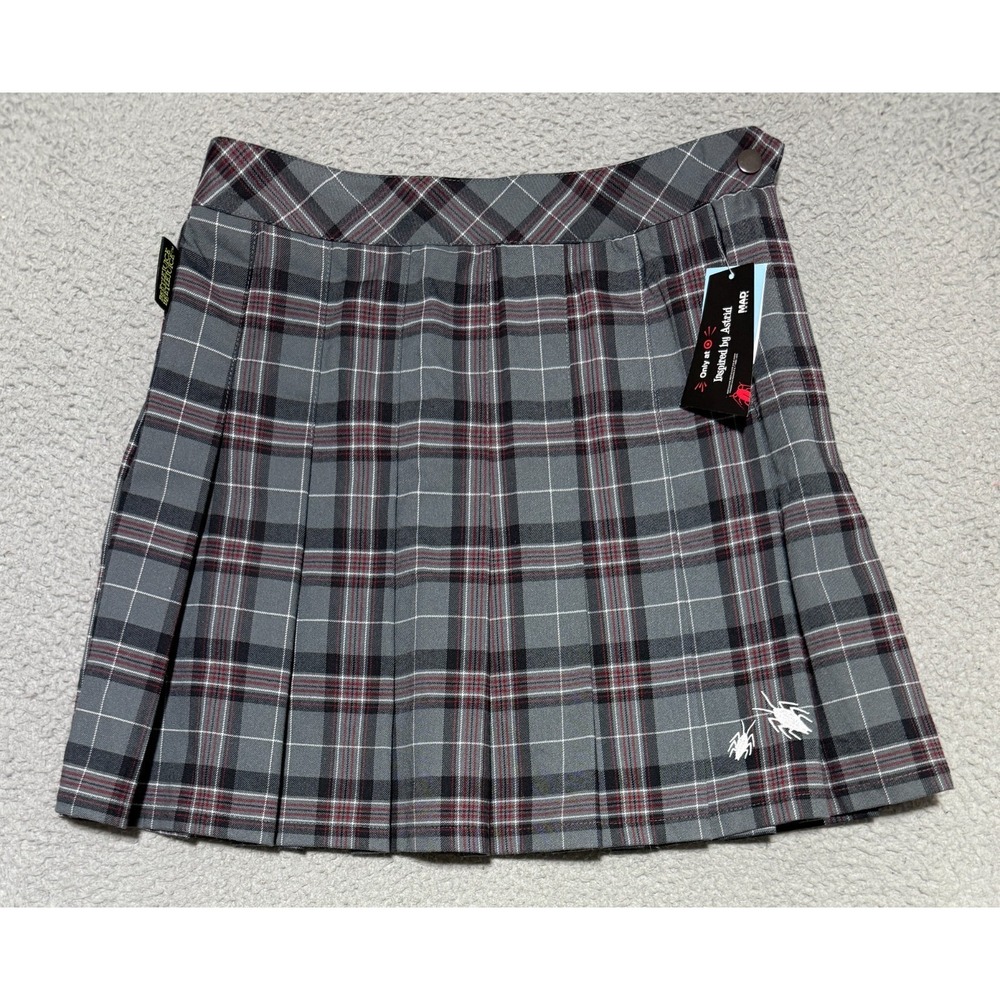NEW Beetlejuice Astrid Gray Plaid Skirt Uniform Skort Pleated Women Size XXS